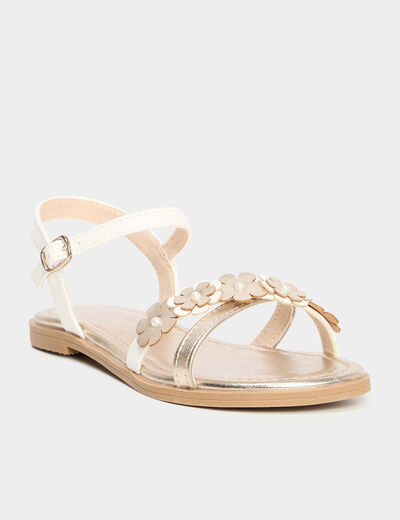 Sandales brides à fleurs blanc fille
