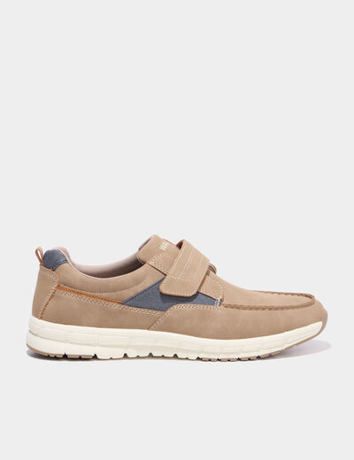 Chaussures bateau &agrave; scratchs sable homme