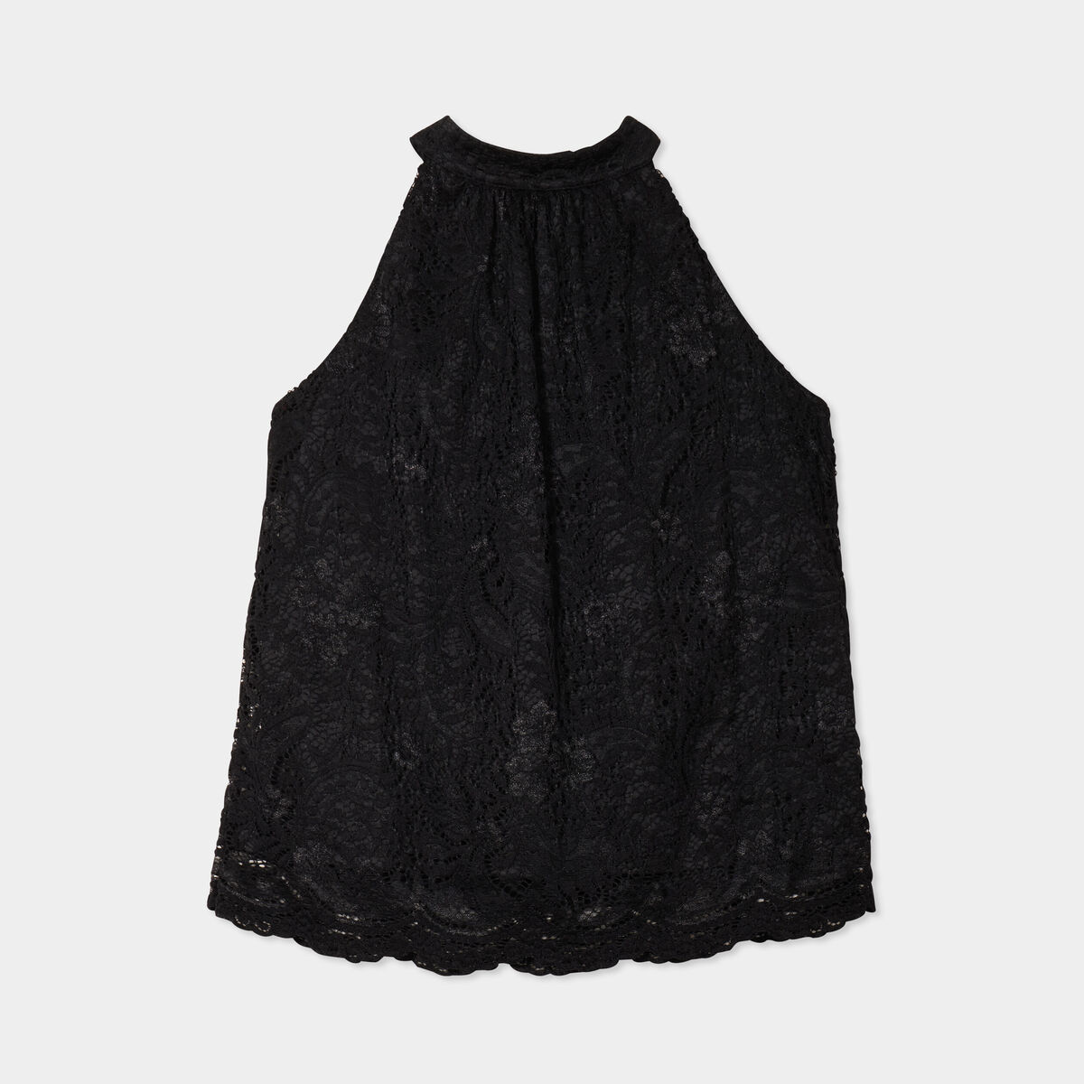 Débardeur dentelle encolure américaine noir femme