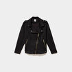 Blouson zipp&eacute; effet su&eacute;dine style biker noir femme grande taille