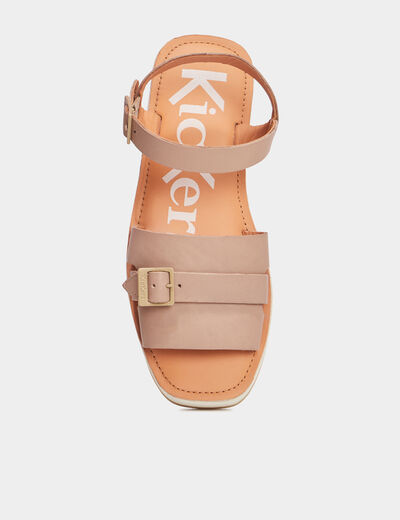 Sandales plateformes en cuir Kickers sable femme