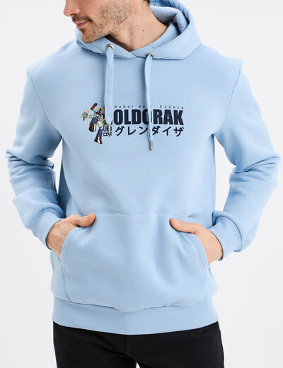 Sweat hoodie 1 poche Goldorak bleu homme