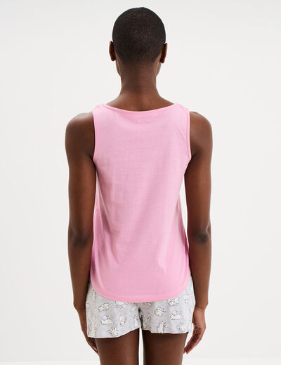 Ensemble pyjama short et d&eacute;bardeur rose femme