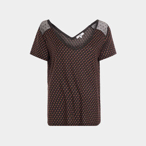 t shirt manches courtes a col en v noir femme T-shirt manches courtes à col en V noir femme