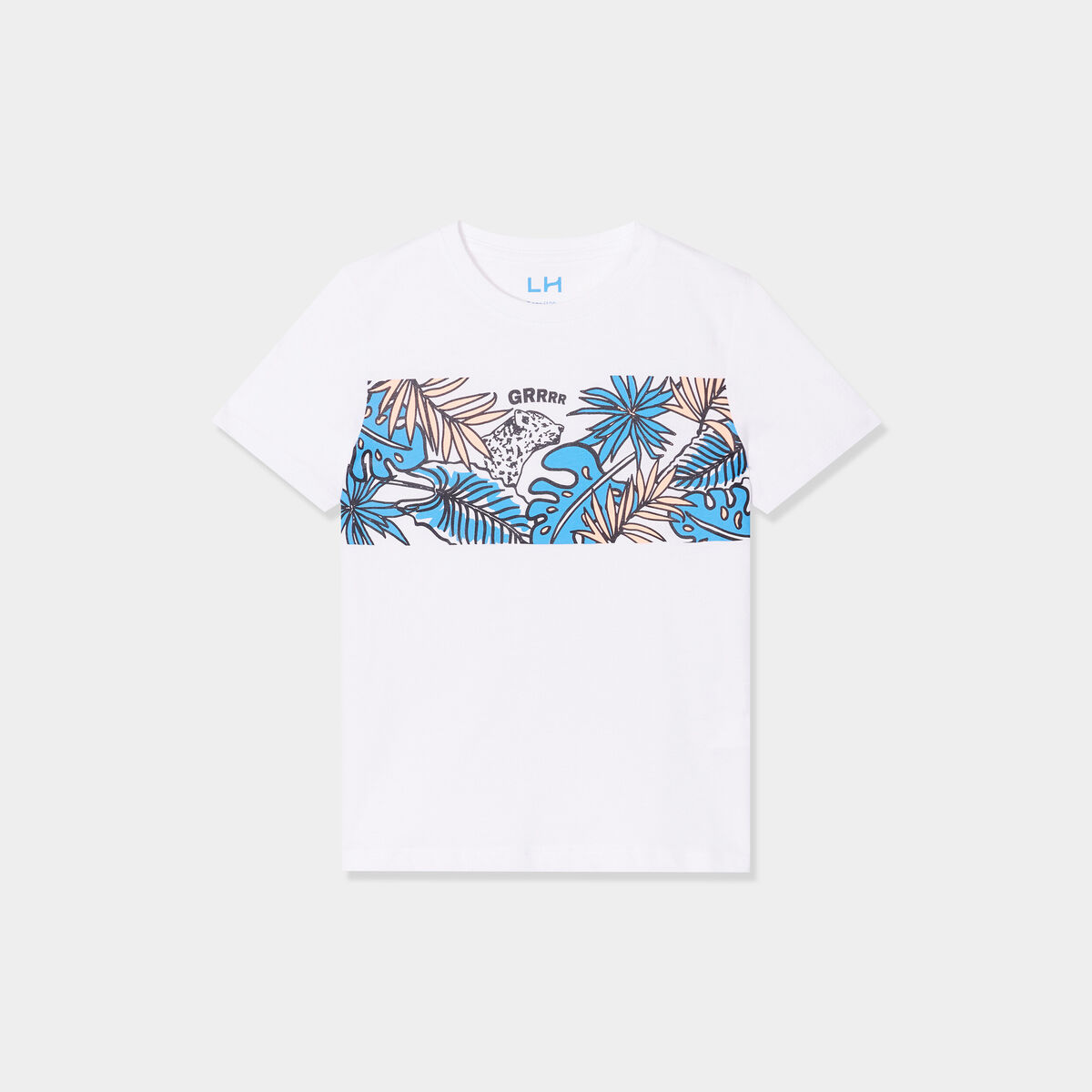 T-shirt col rond manches courtes blanc garçon