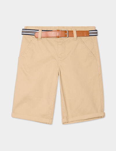 Short droit ceinturé beige garçon