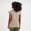 T-shirt coton col en V manches courtes vert kaki femme