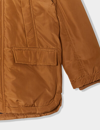 Parka à capuche fausse fourrure camel garçon