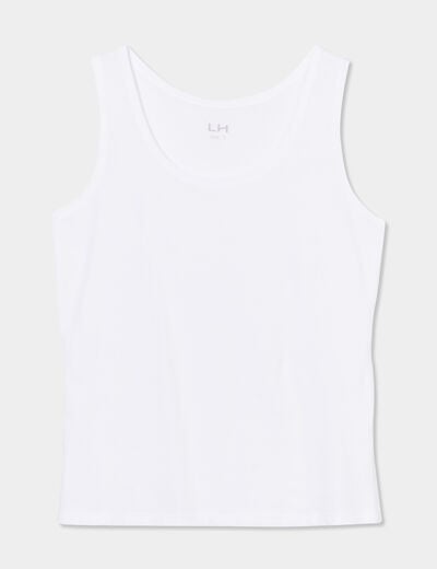 Débardeur bretelles larges coton blanc femme