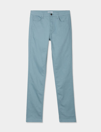 Pantalon slim en coton elasthanne gris femme