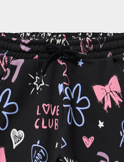 Pantalon de jogging molleton noir fille