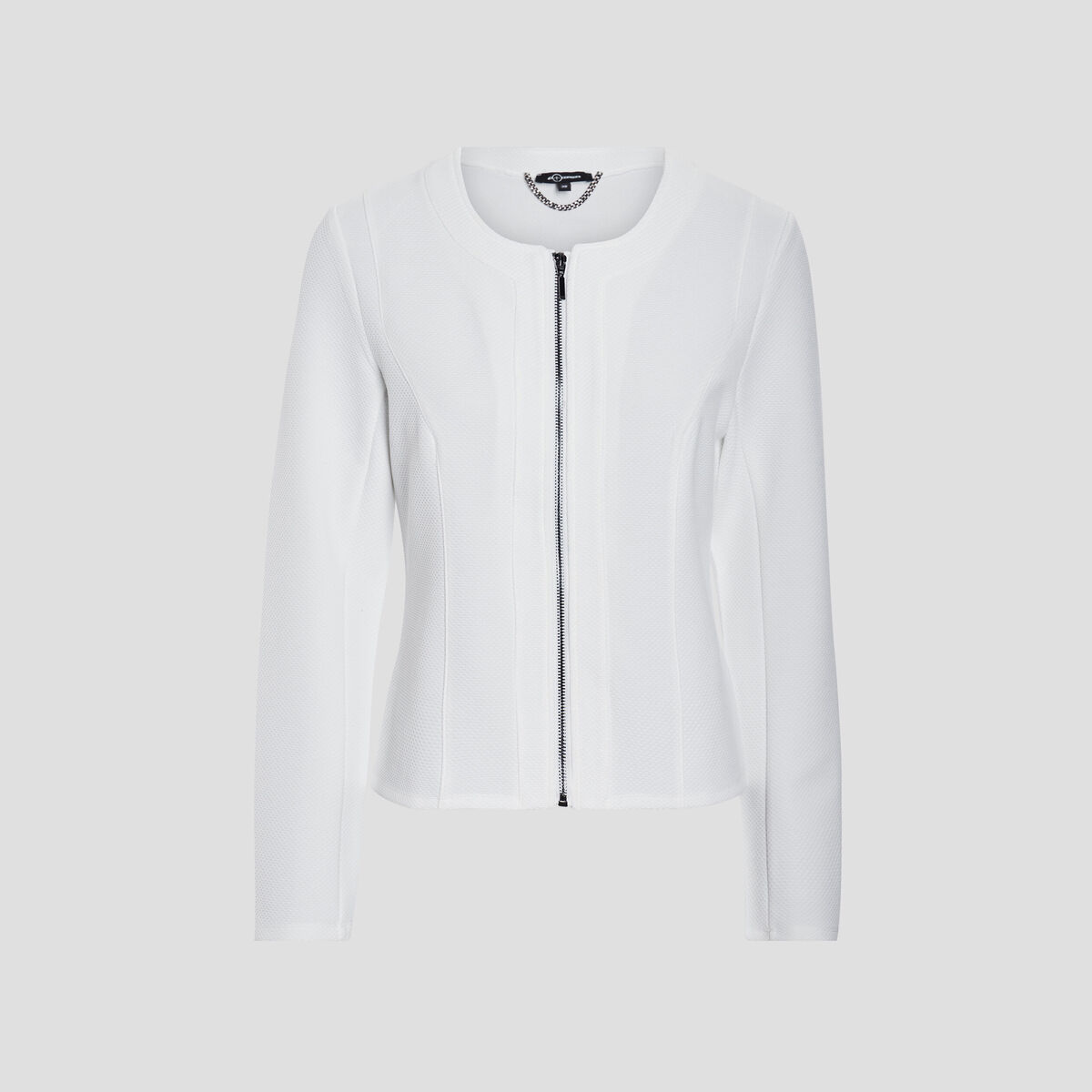 Veste cintrée zippée ivoire femme