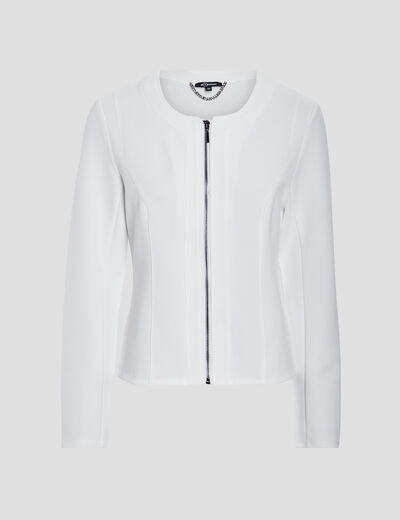 Veste cintrée zippée ivoire femme