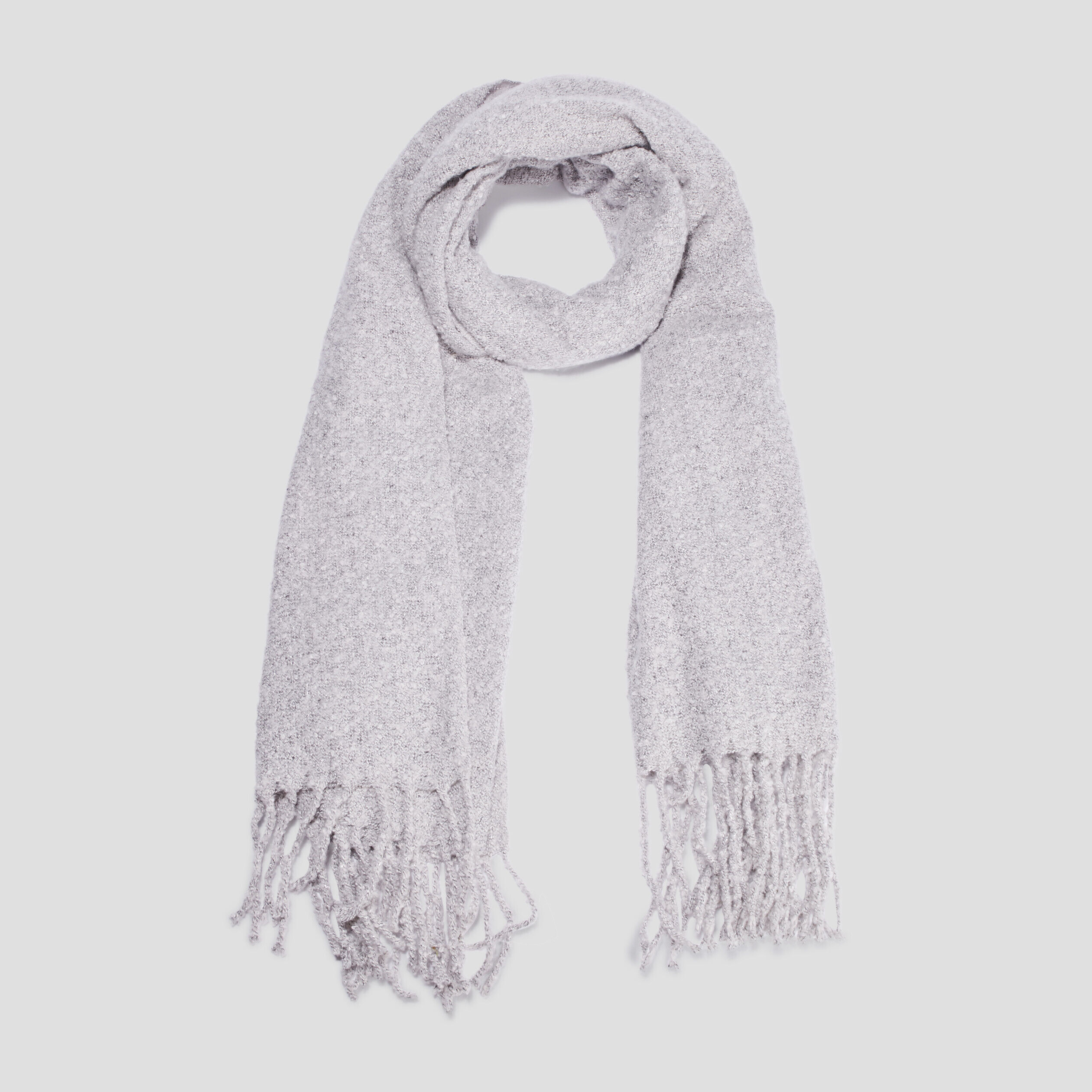 Écharpe à bords franges longues gris femme