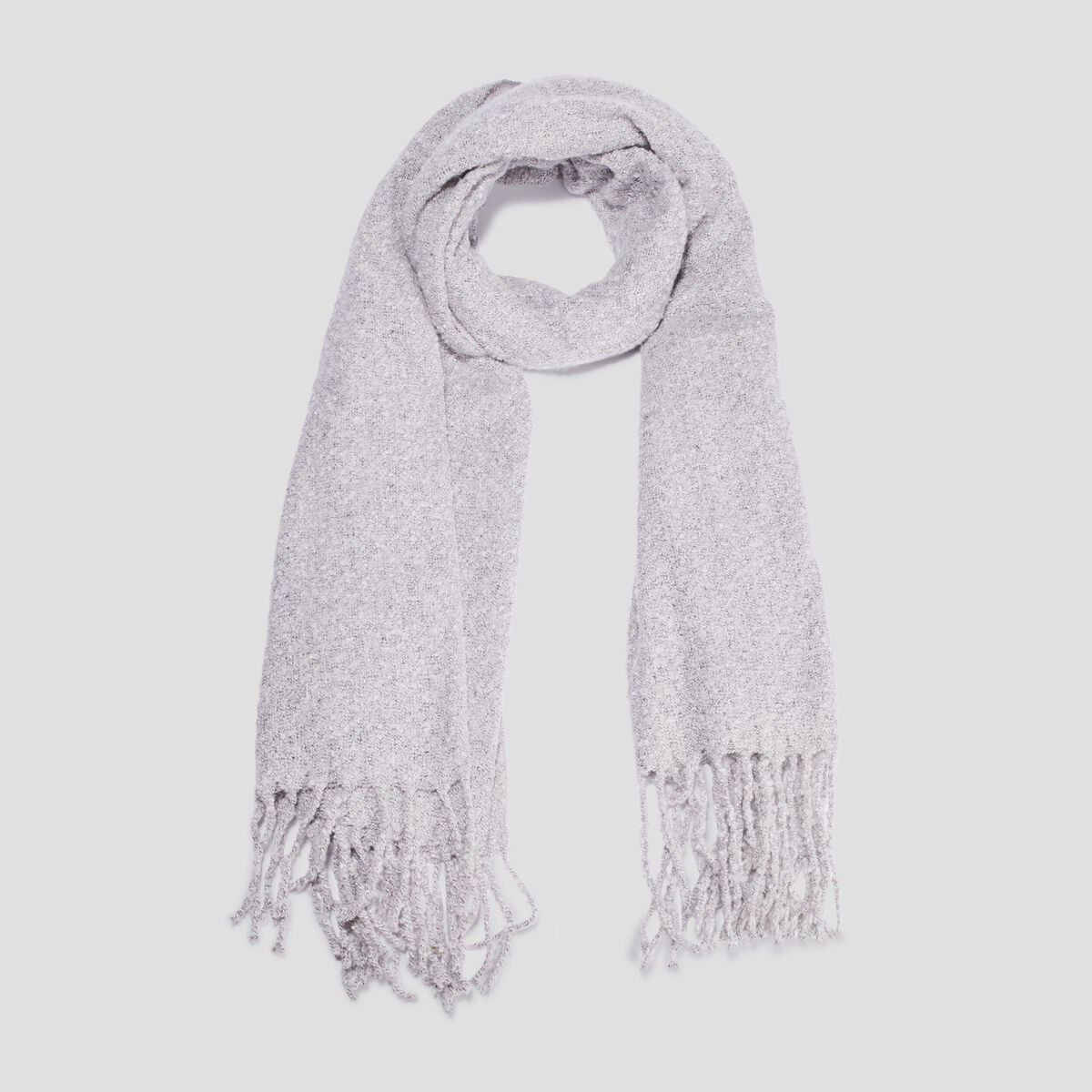 Écharpe à bords franges longues gris femme