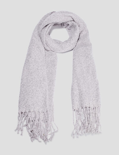 Écharpe à bords franges longues gris femme