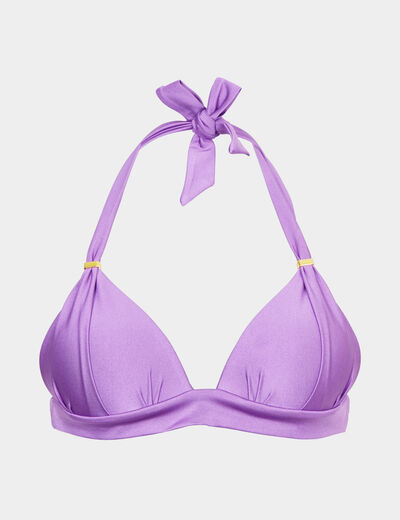 Haut de maillot de bain forme triangle violet femme