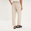 Pantalon fluide carotte &eacute;lastiqu&eacute;e beige femme