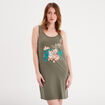 Chemise de nuit sans manches coton vert kaki femme