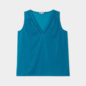 Débardeur col en V bleu canard femme grande taille