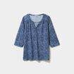 T-shirt col tunisien manches 3/4 bleu gris femme grande taille