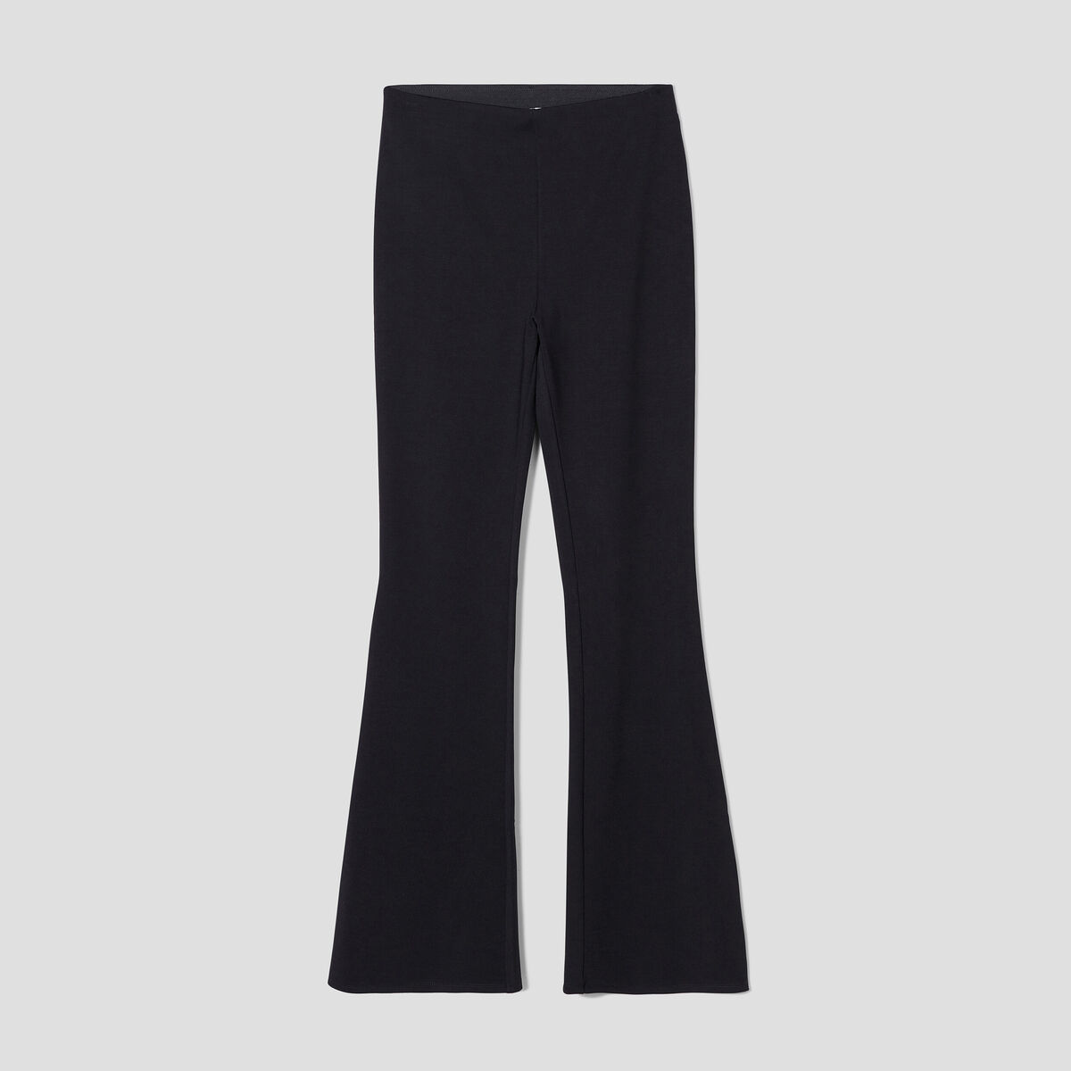 Pantalon flare taille haute élastiquée noir femme