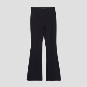 Pantalon flare taille haute élastiquée noir femme