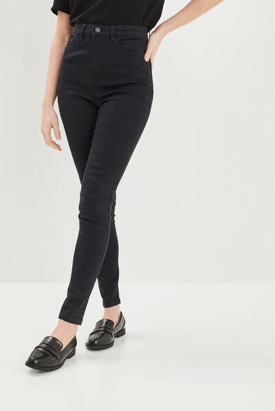 Jeans skinny taille haute noir femme
