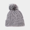 Bonnet &agrave; torsades et pompon gris fonc&eacute; femme