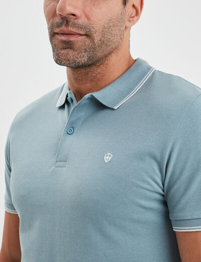 Polo manches courtes bords contrastés gris homme