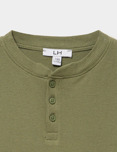 Ensemble pyjama c&ocirc;tel&eacute; pantalon t-shirt vert kaki gar&ccedil;on