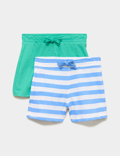 Lot de 2 shorts coton blanc b&eacute;b&eacute; gar&ccedil;on