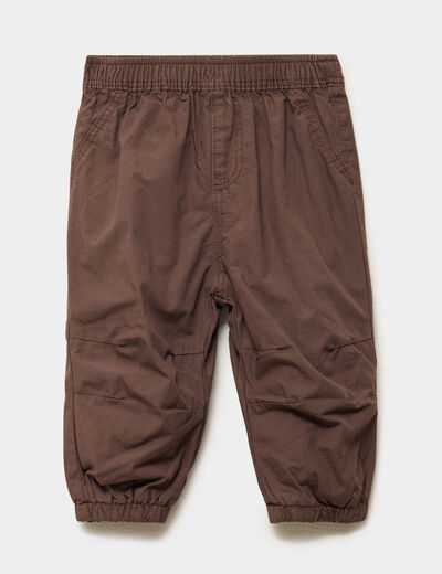 Pantalon jogger doubl&eacute; coton marron fonc&eacute; b&eacute;b&eacute; gar&ccedil;on