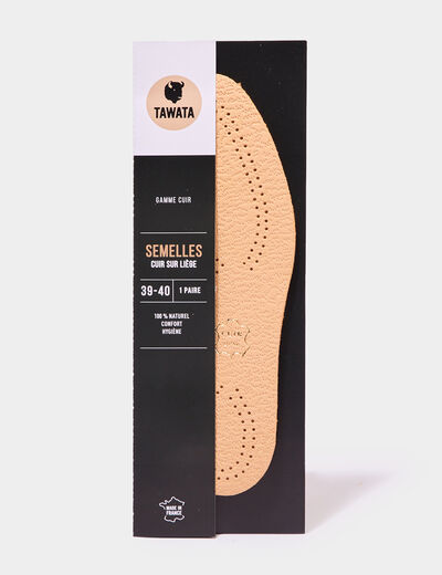 Semelles cuir sur liège confort Tawata sable mixte
