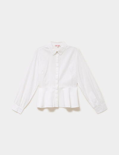 Blouse peplum manches longues blanc femme