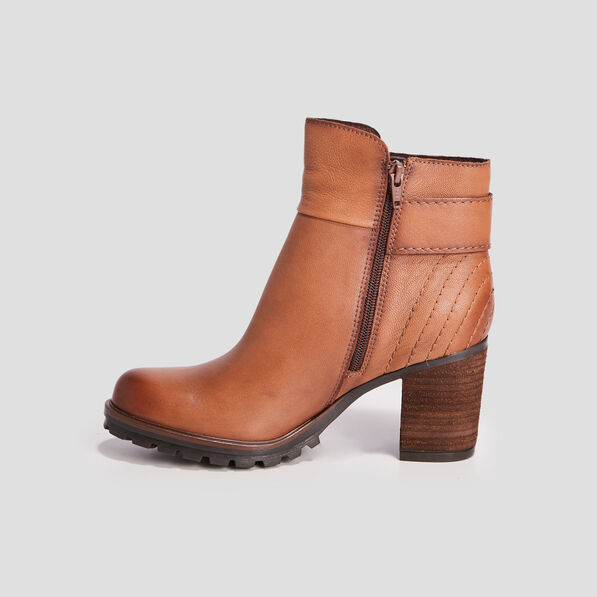 Bottines à talons en cuir marron femme