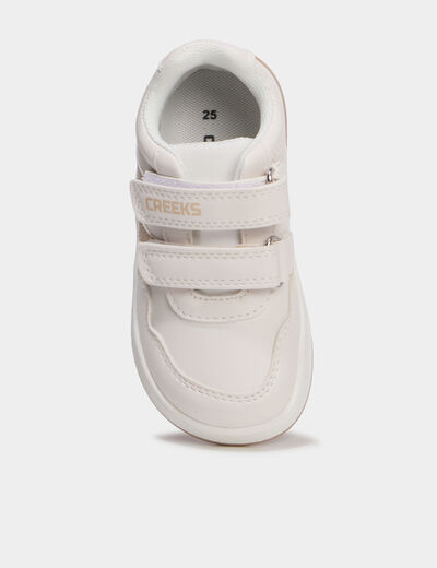 Baskets barefoot &agrave; scratchs creme fille