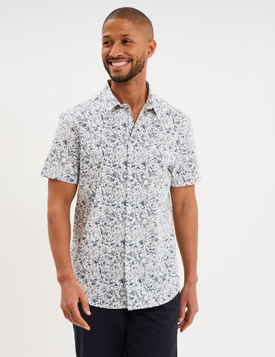 Chemise manches courtes coton bleu homme