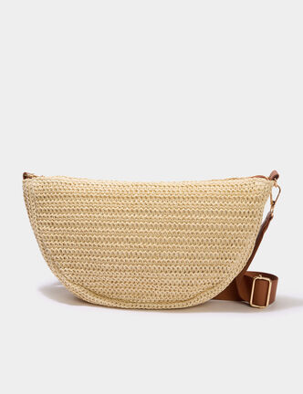 Sac banane XL effet tress&eacute; ivoire femme