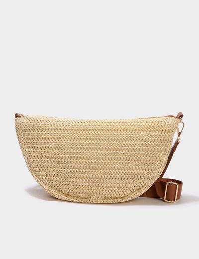 Sac banane XL effet tress&eacute; ivoire femme
