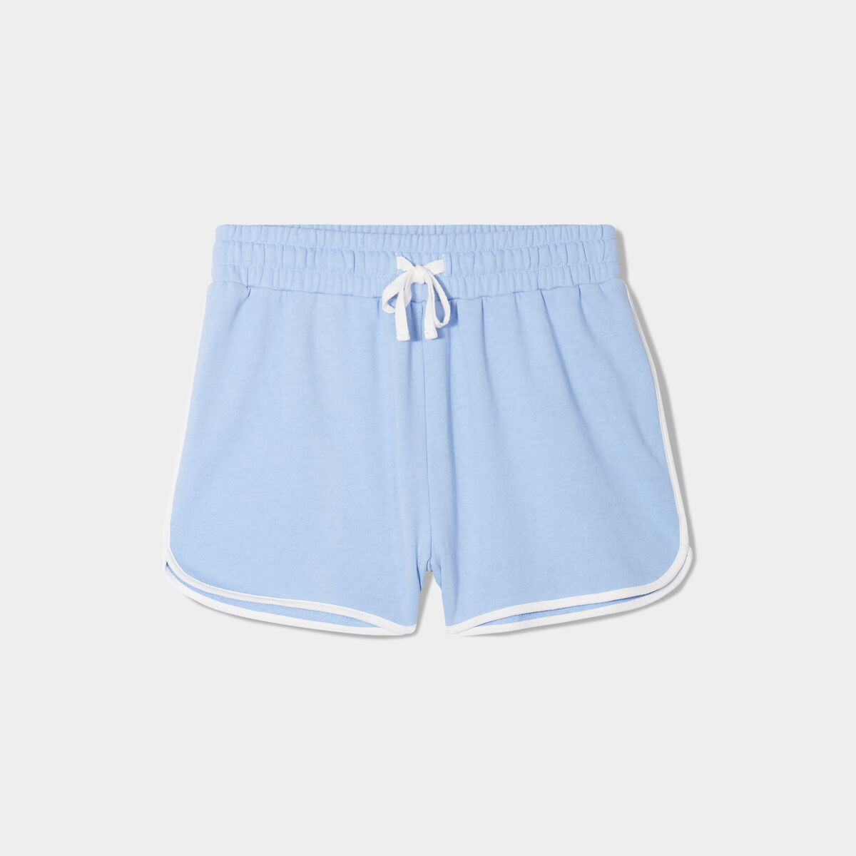 Short de jogging droit taille élastiquée bleu clair femme