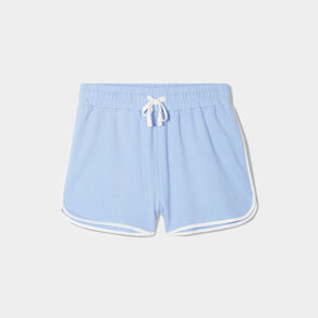 Short de jogging droit taille élastiquée bleu clair femme