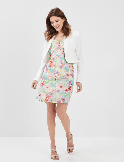 Veste boléro stretch manches longues ivoire femme