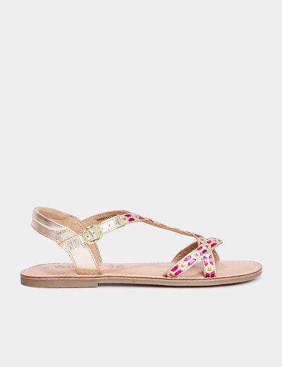 Sandales plates métallisées cuir Creeks multicolore fille
