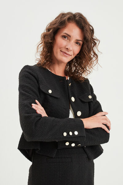 Veste en tweed boutonnée Mosquitos noir femme