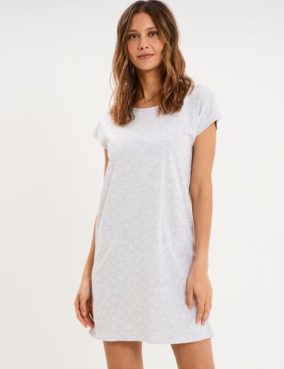 Chemise de nuit manches courtes gris clair femme