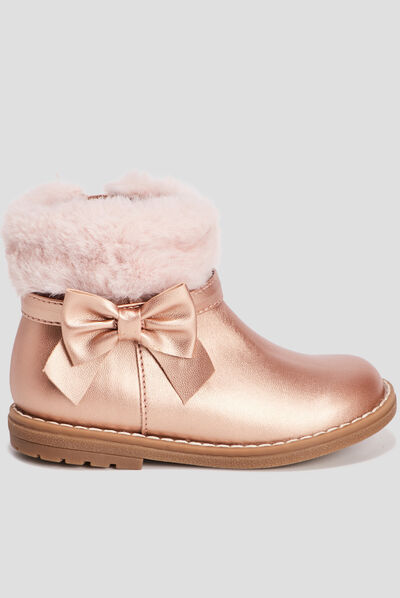 Bottines aspect métallisé rose champagne fille