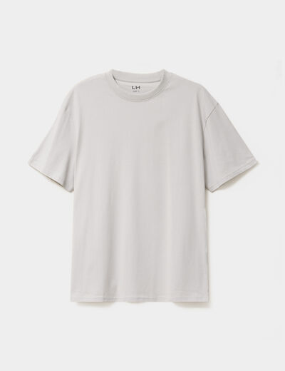 T-shirt col rond coupe relax coton &eacute;pais gris clair homme