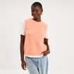 Pull sans manches col rond rose corail femme