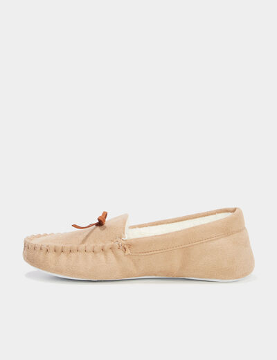 Chaussons mocassins fourrés camel femme